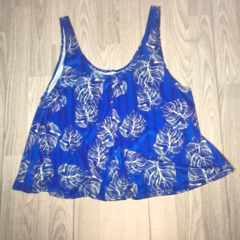 HULA BAY Women’s Blue Tropical Leaf Tank Top